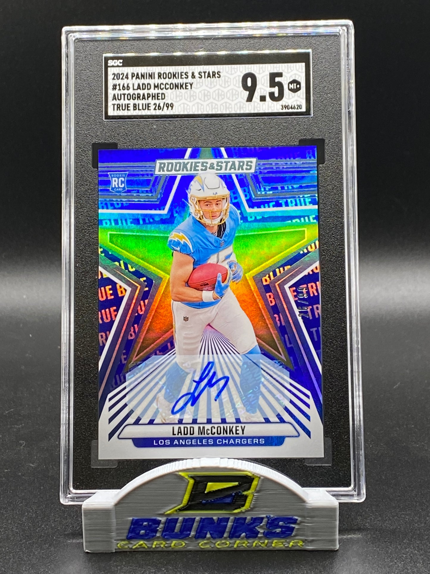 2024 Ladd McConkey AUTOGRAPHED Rookie Card True Blue 26/99 (Box 23)