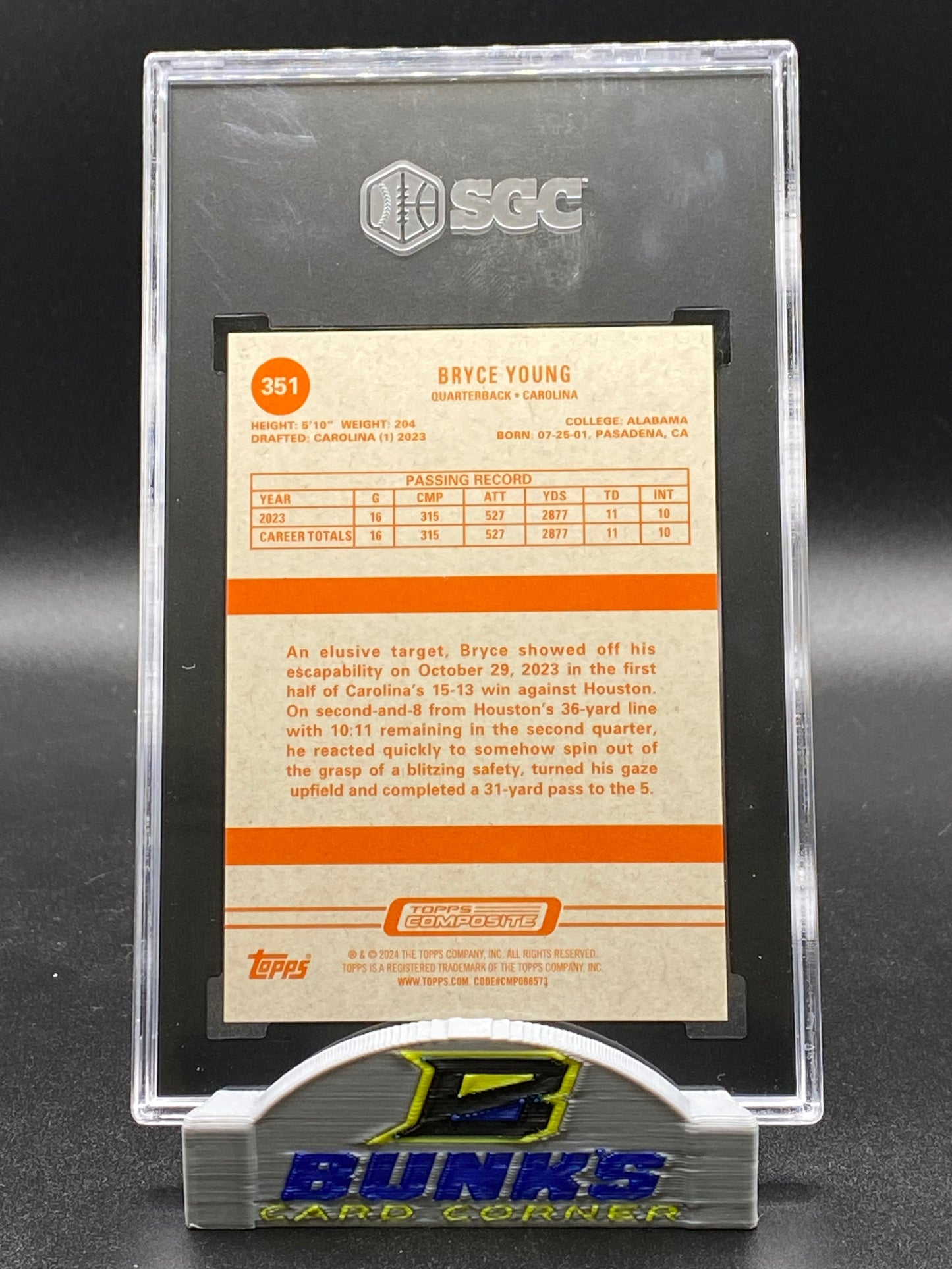 2023 Bryce Young Green Rainbow Foil 66/250 SGC 9.5 (Box 23)