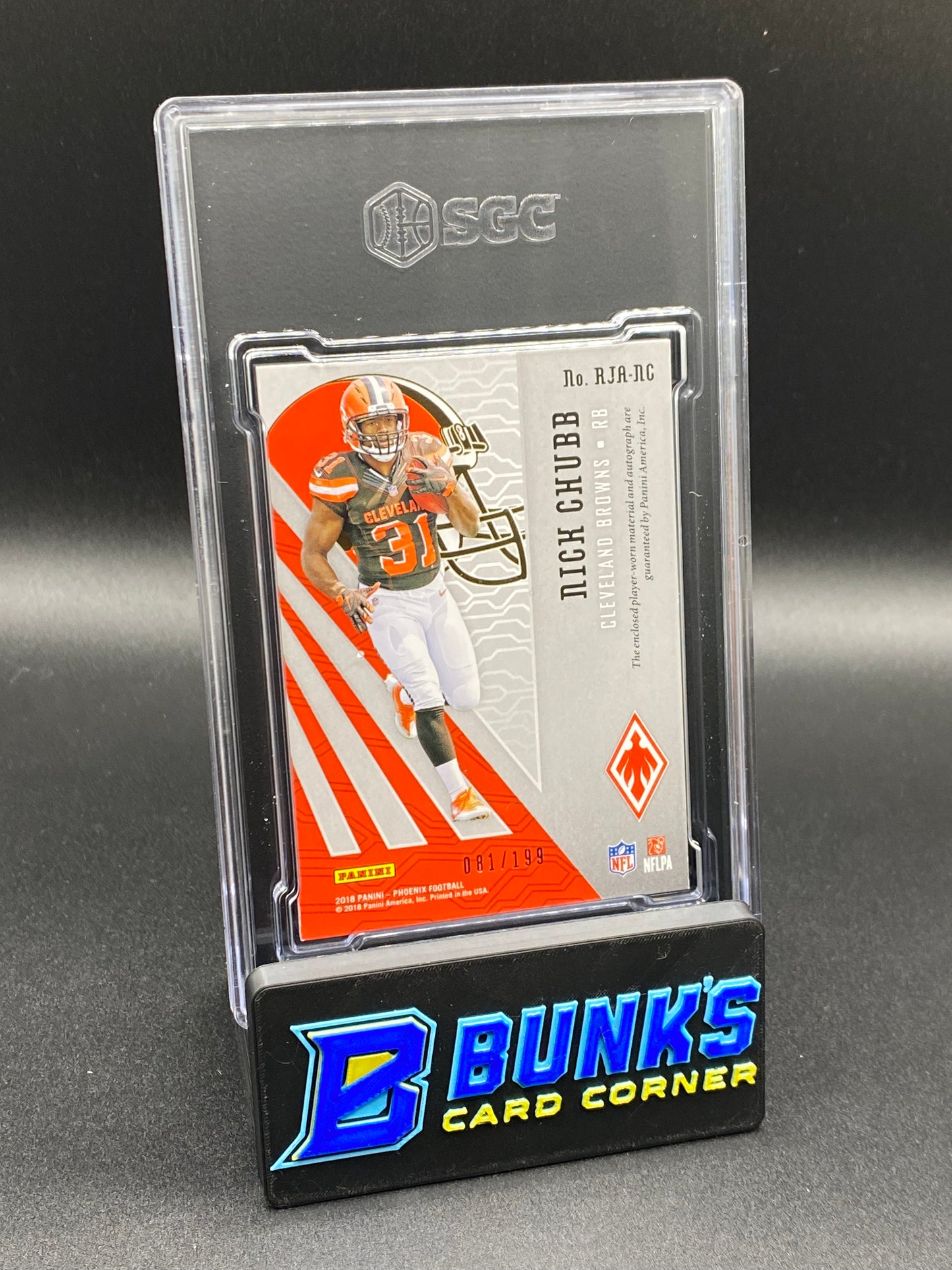 2018 Nick Chubb Rookie Jersey Auto. Orange RC SGC Auto. 10 (Box B51)