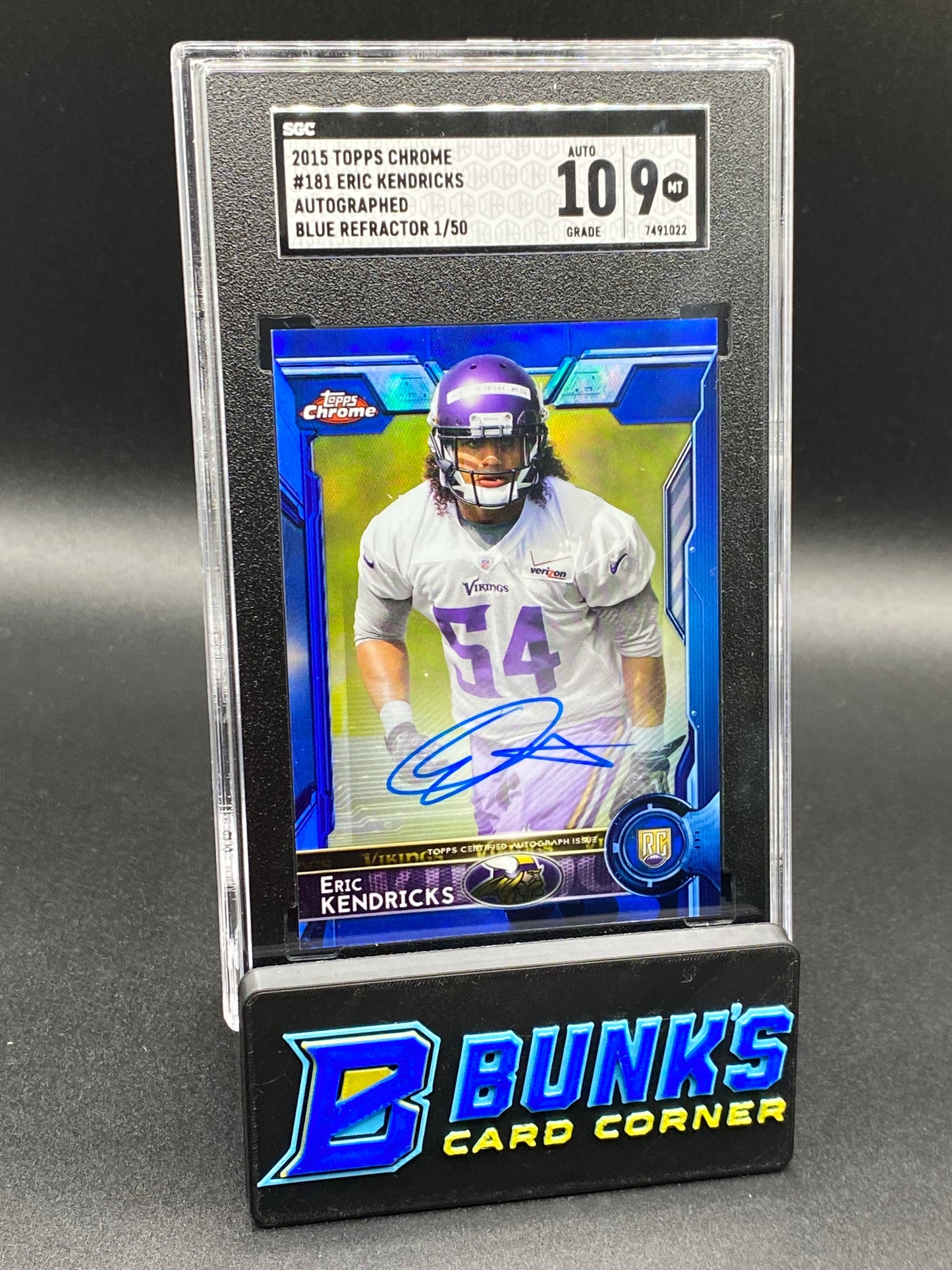 2015 Eric Kendricks Auto. Blue Refractor SGC 10/9 (Box B51)