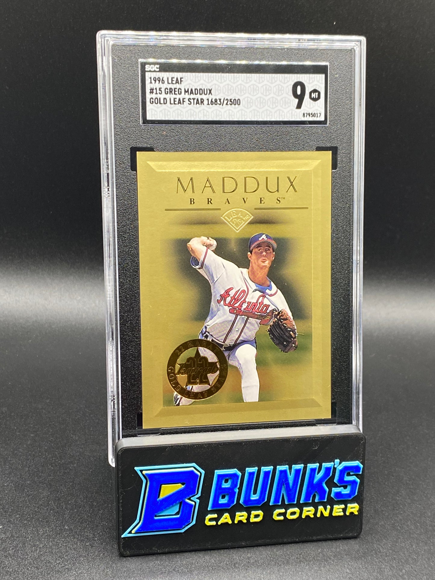 1996 Greg Maddux Gold Leaf Star SGC 9 (Box B51)