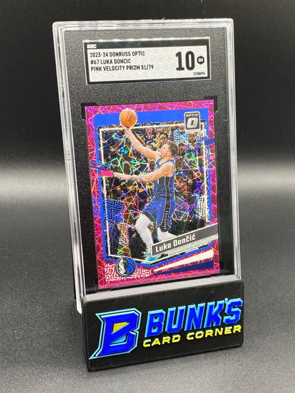 2023-24 Luka Doncic Pink Velocity Prizm SGC 10 (Box B52)
