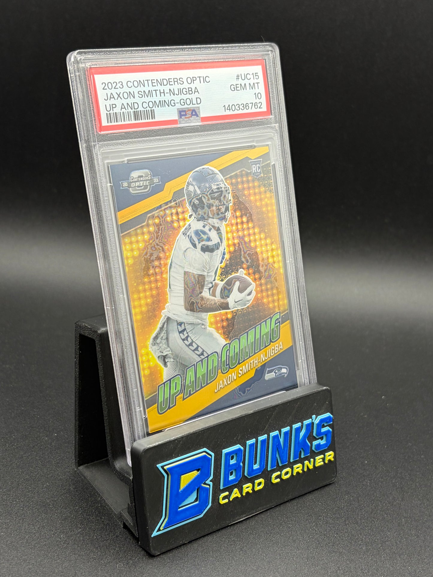 2023 Jaxon Smith Njigba Up and Coming Gold Optic PSA 10 RC 2/10