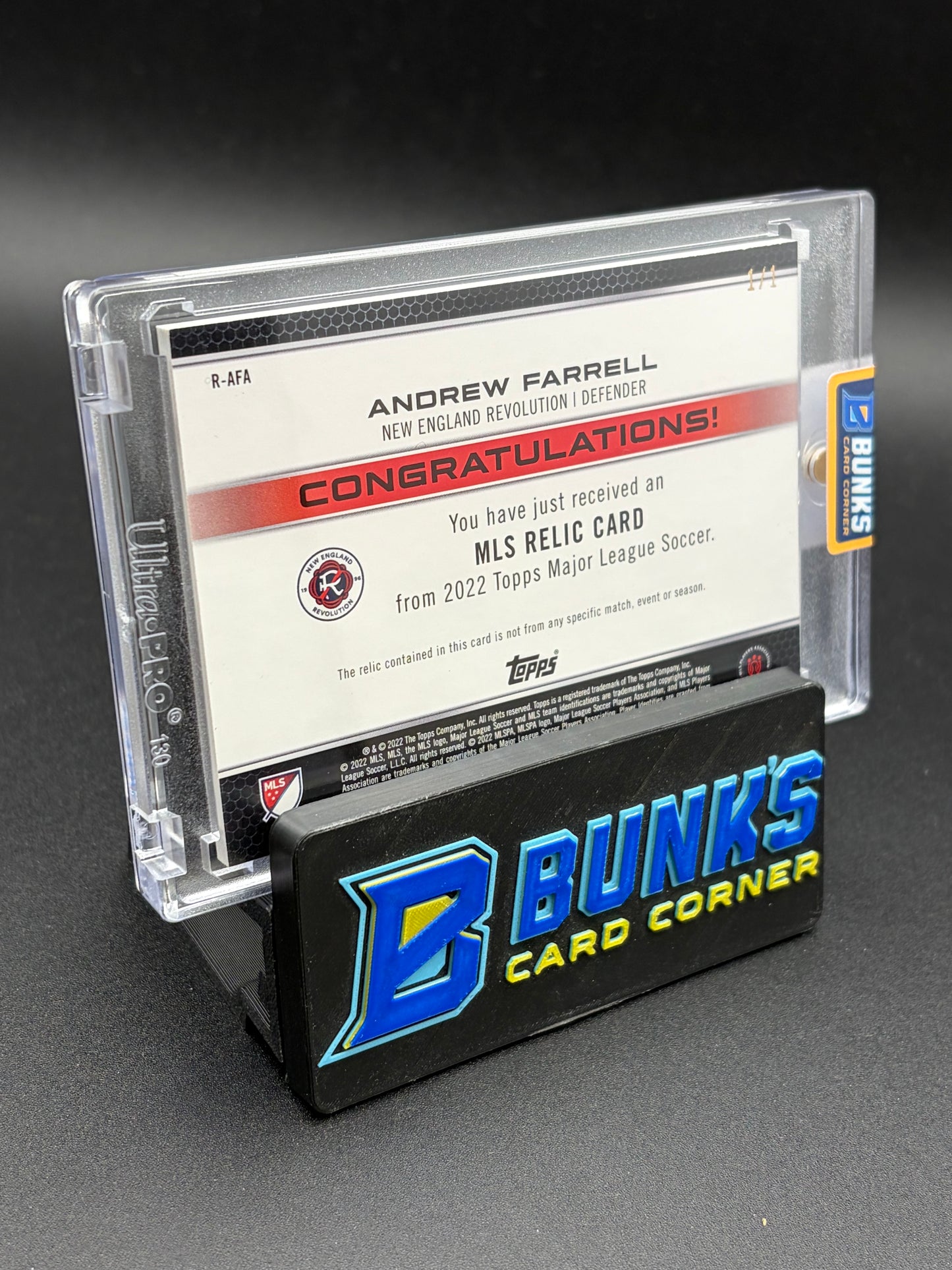 2022 Andrew Farrell MLS Relic Topps Major League 1/1