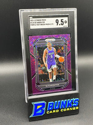 2022-23 De'Aaron Fox Purple Fast Break Prizm SGC 9.5
