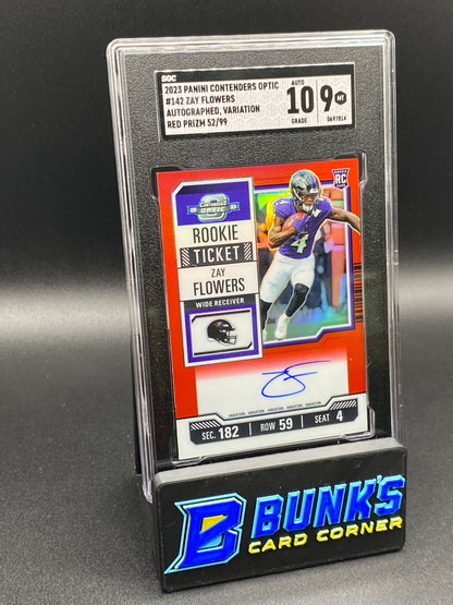 2023 Zay Flowers Auto. Variation Red Prizm RC SGC 10/9 (Box B54)