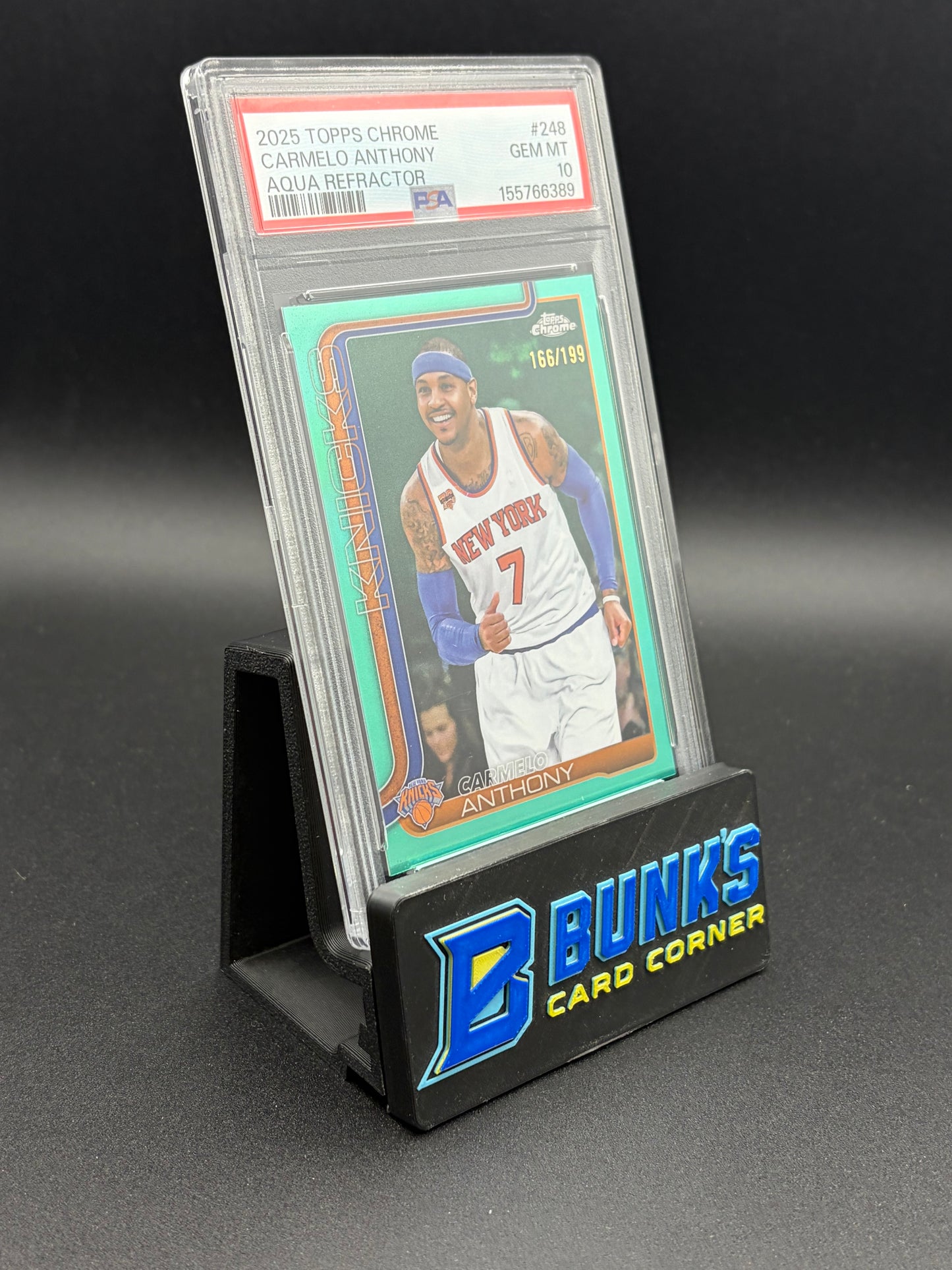 2025 Carmelo Anthony Aqua Refractor PSA 10 166/199