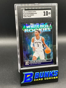 2023-24 Victor Wembanyama White Hot Rookies Purple Prizm RC SGC 10 (Box B55)