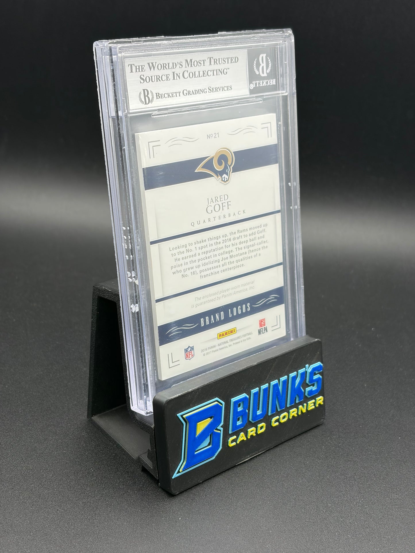 2016 Jared Goff Brand Logo National Treasures Patch Beckett 8 1/2