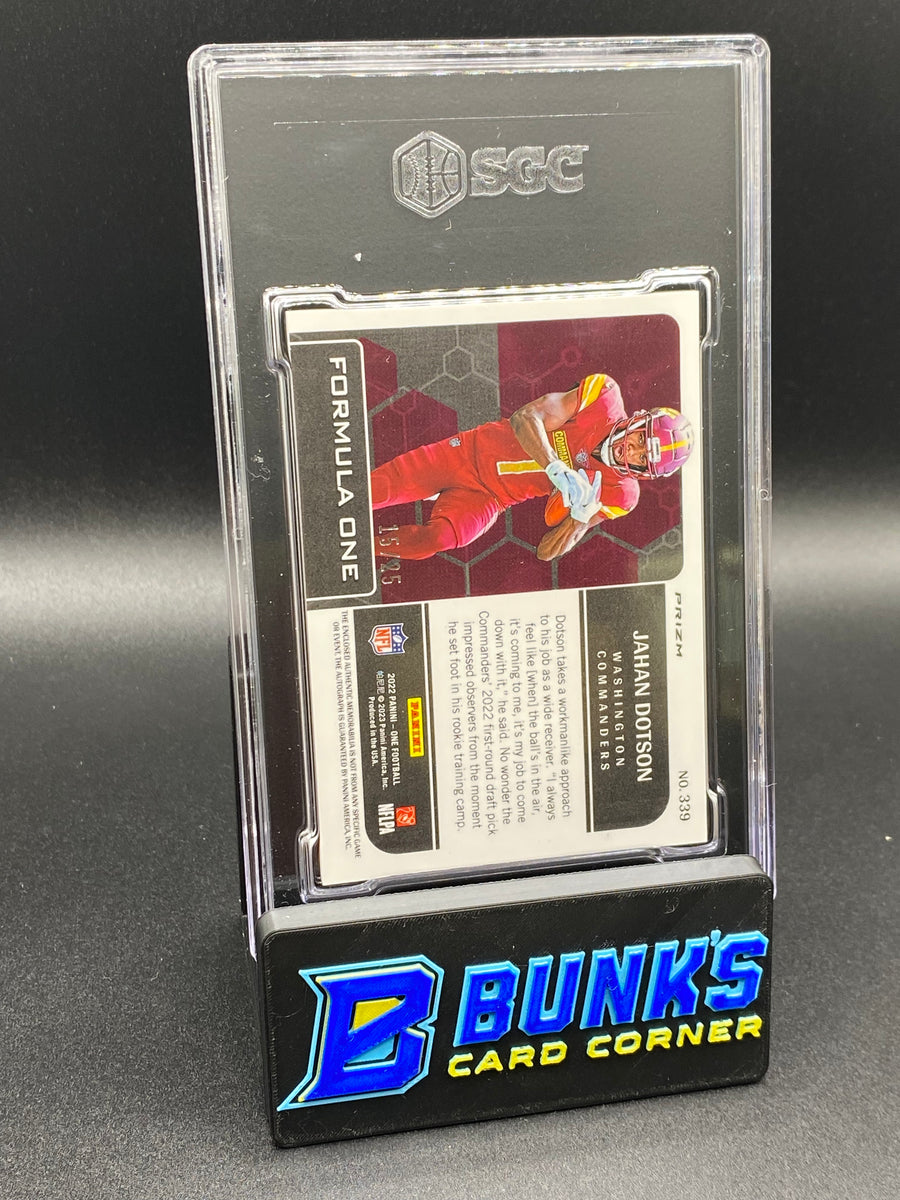 2022 Jahan Dotson Formula One Material Auto. Red Prizm RPA SGC 10/9.5