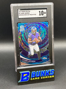 2023 Lamar Jackson Neon Blue Die-Cut Prizm SGC 10 (Box B53)