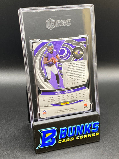 2023 Lamar Jackson Neon Blue Die-Cut Prizm SGC 10 (Box B53)
