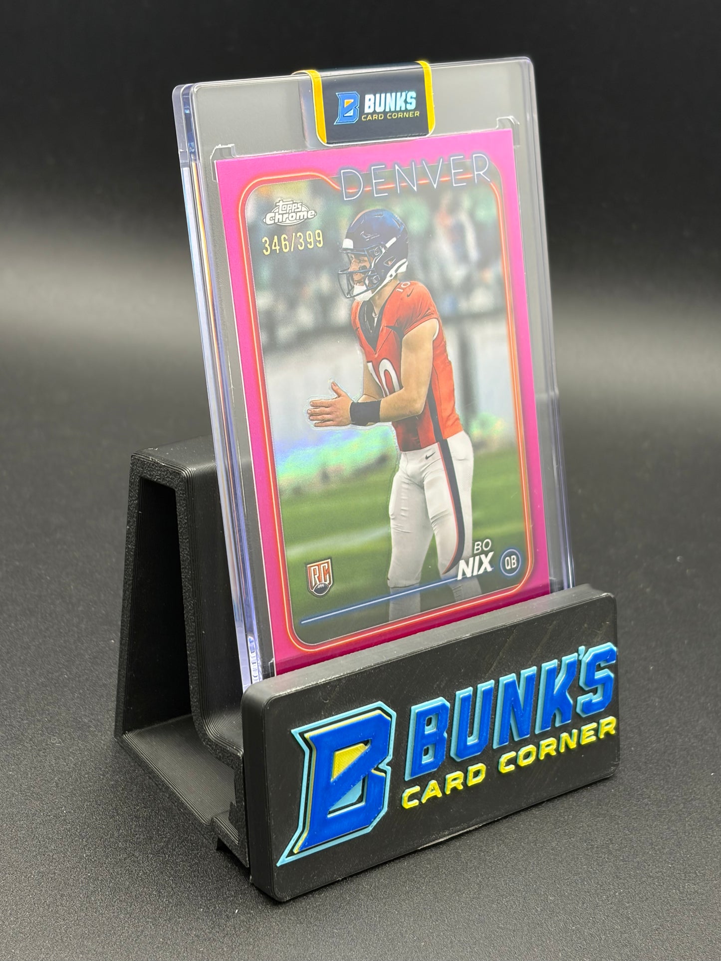 2024 Bo Nix Pink Refractor Topps Chrome RC 346/399