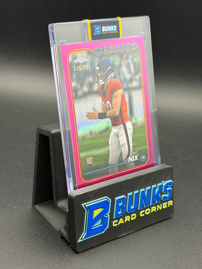 2024 Bo Nix Pink Refractor Topps Chrome RC 346/399