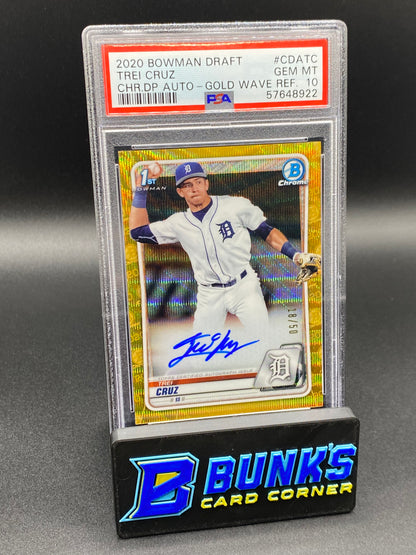 2020 Trei Cruz 1st Bowman Gold Wave Ref. Auto. PSA 10 (Box B56)