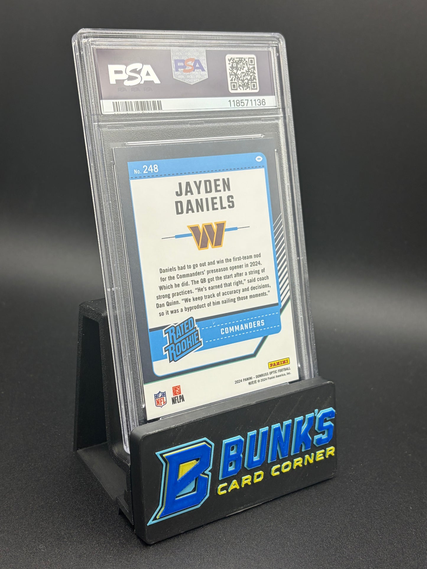 2024. Jayden Daniels Donruss Optic PSA 10 RC