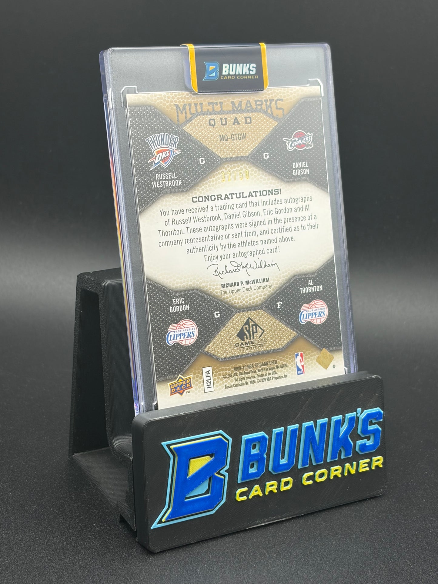 2009-10 Russel Westbrock & Daniel Gibson & Eric Gordon & Al Thornton Multi Marks Quad Auto 32/50