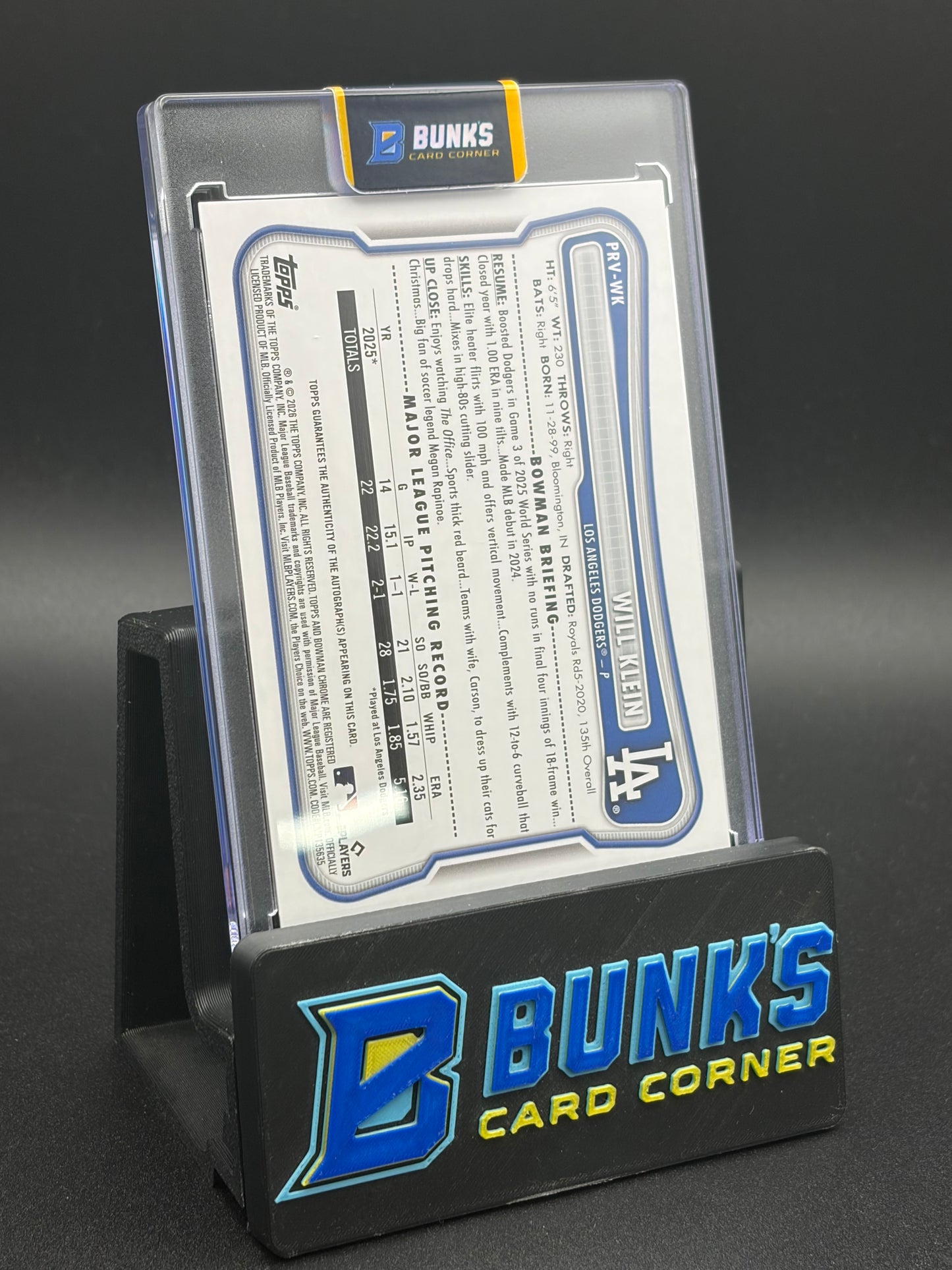 2026 Will Klein Bowman Blue Paper 111/150 Auto