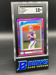 2024 JJ McCarthy Optic Preview Pink Prizm RC SGC 10 (Box B58)