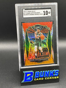 2020-21 Giannis Antetokounmpo Red/White/Orange Shimmer Prizm SGC 10 (Box B59)