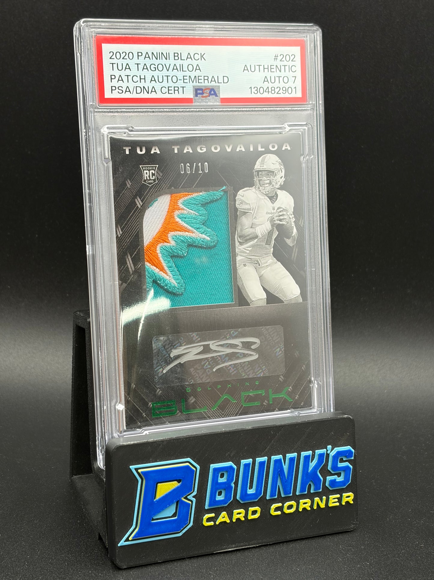 2020 Tua Tagovailoa Patch Auto Emerald PSA AU Auto 7 RC 6/10