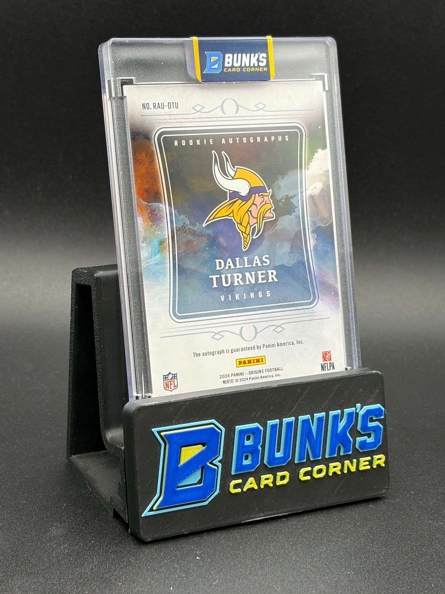 2024 Dallas Turner Origins Panini Rookie Auto Orange & Purple RC 40/75