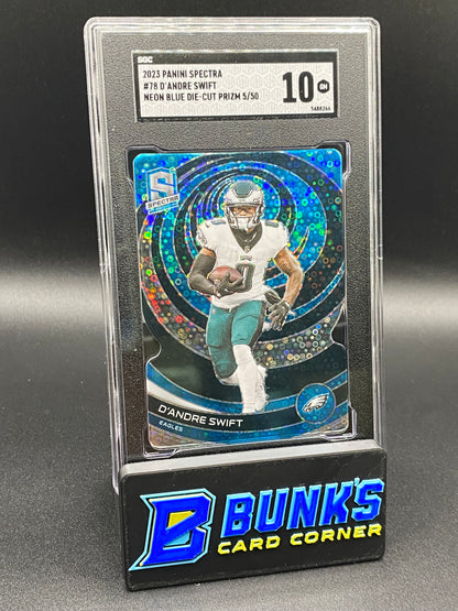 2023 D'Andre Swift Neon Blue Die-Cut Prizm SGC 10 (Box A4)