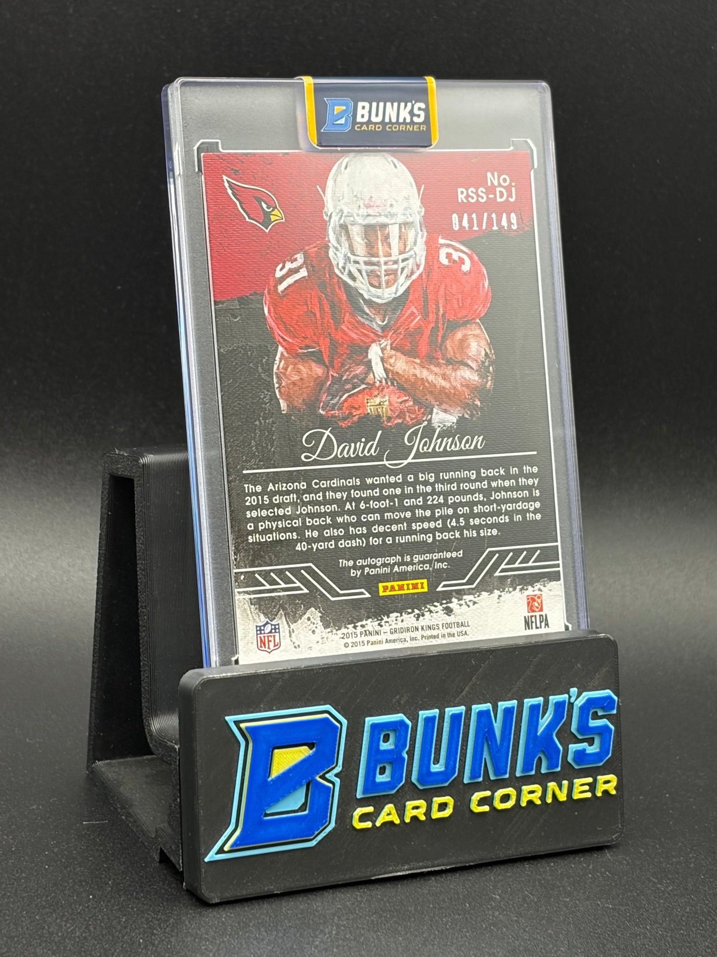2015 David Johnson Gridiron Kings Panini Studio Signatures 41/149 RC