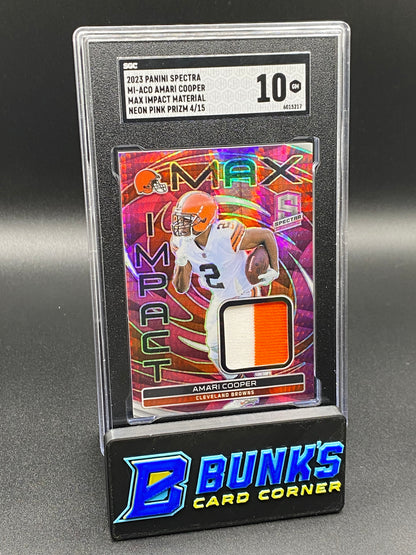 2023 Amari Cooper Max Impact Material Neon Pink Prizm SGC 10 (Box A6)