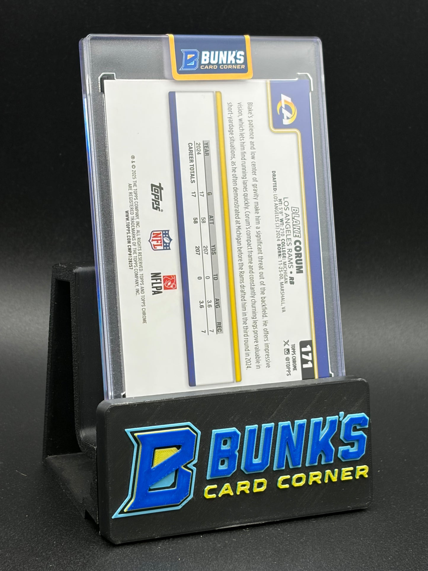 2025 Blake Corum White Refractor Topps Chrome 6/30