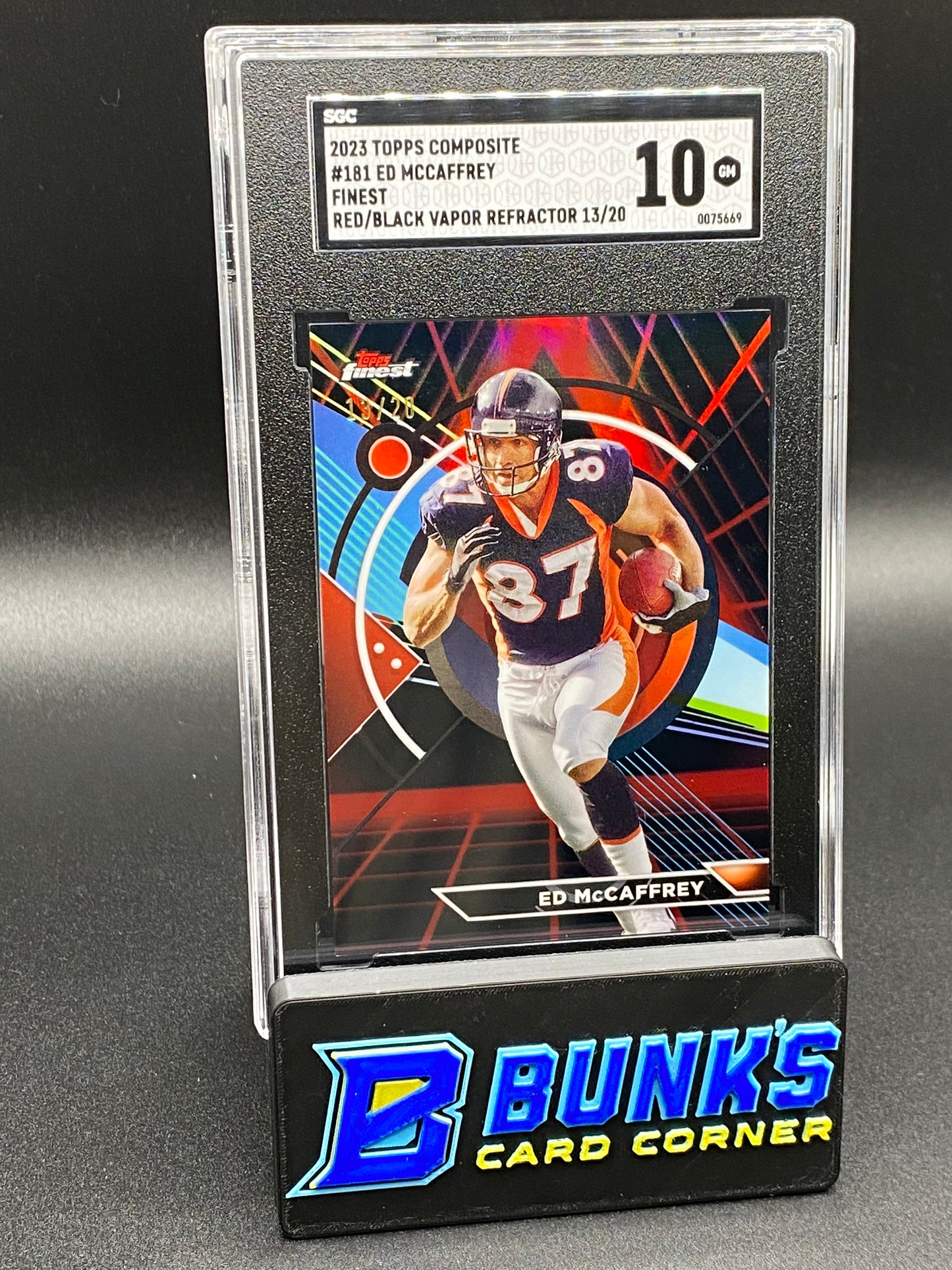 2023 Ed McCaffrey Finest Red/Black Vapor Ref. SGC 10 (Box A11)