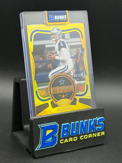 2020 Dak Prescott Certified Panini Gold Seal of Approval 5/25