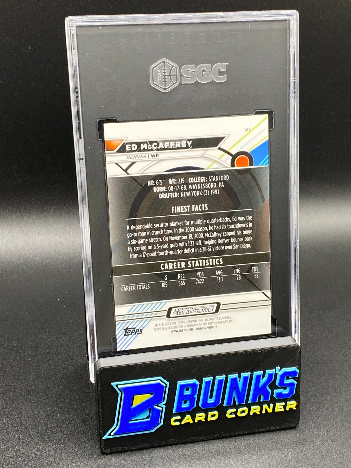 2023 Ed McCaffrey Finest Red/Black Vapor Ref. SGC 10 (Box A11)