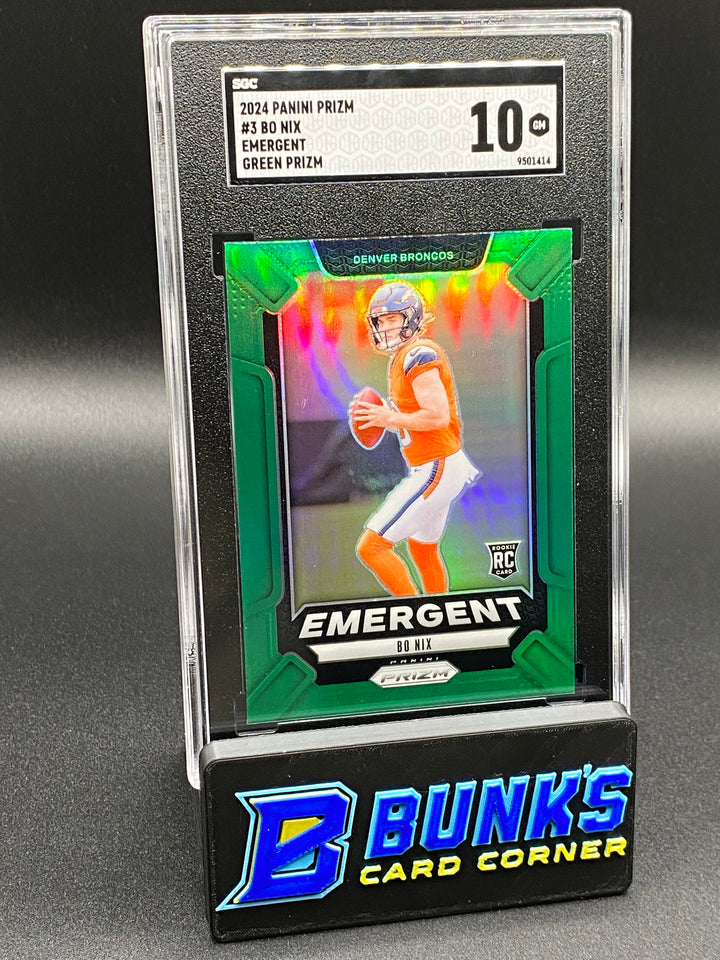 2024 Bo Nix Emergent Green Prizm RC SGC 10 (Box A11)