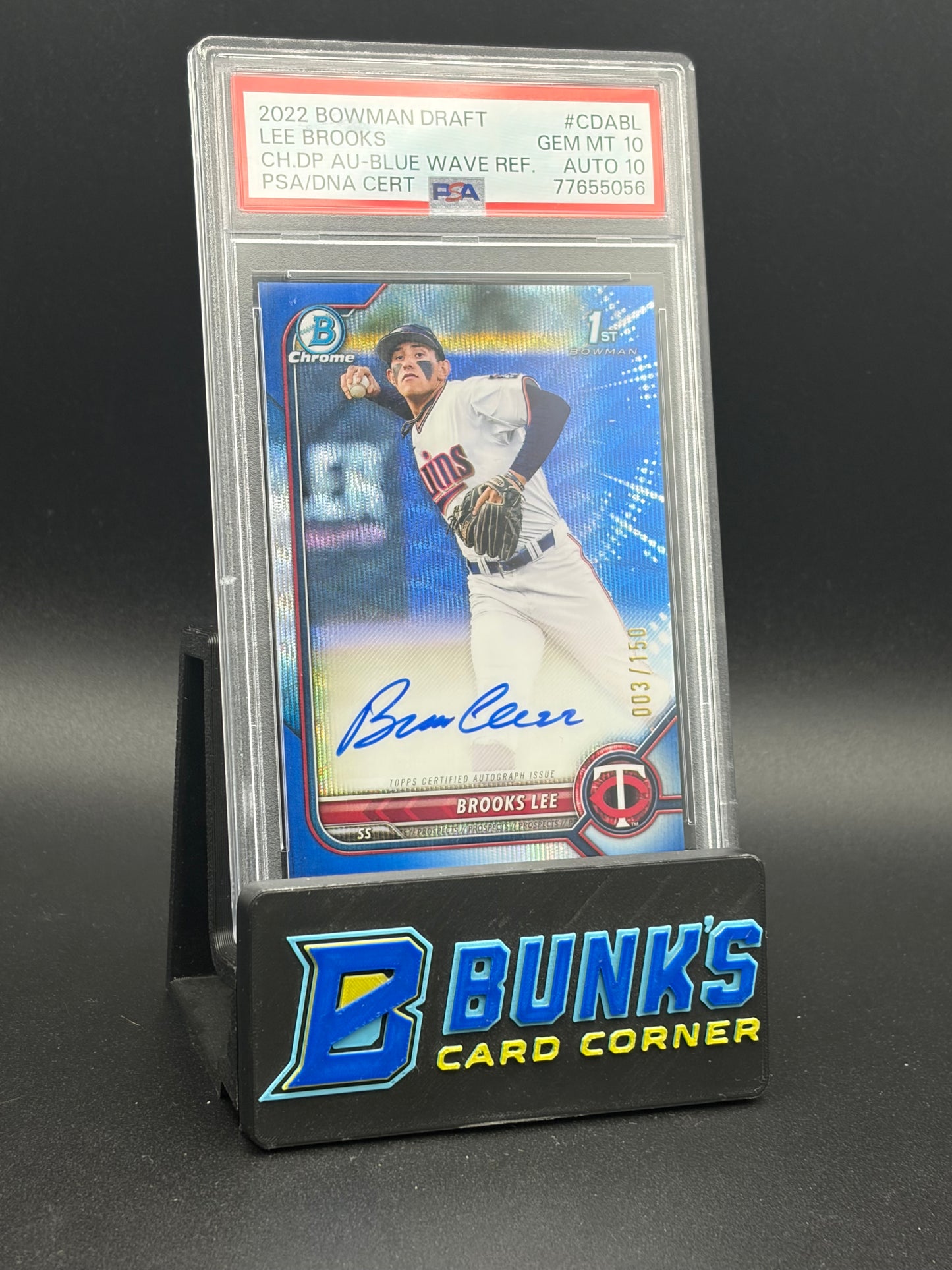 2022 Lee Brooks AU Blue Wave Refractor PSA 10 Auto 10 3/150 RC