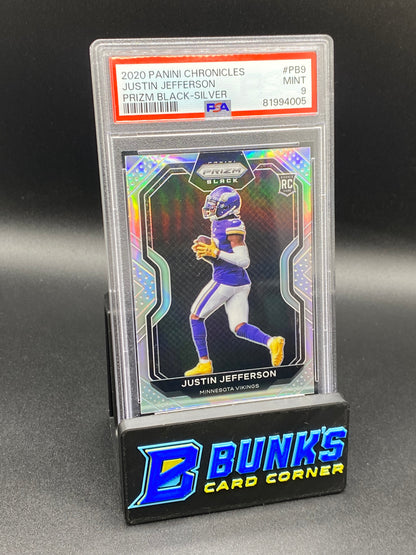 2020 Justin Jefferson Prizm Black-Silver RC PSA 9 (Box A13)