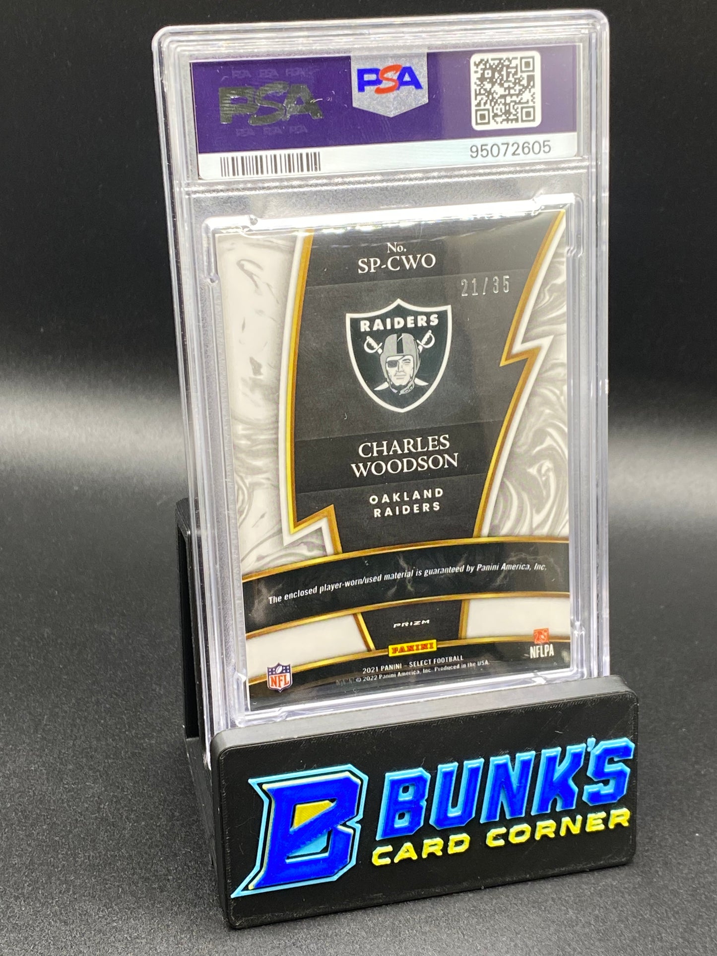 2021 Charles Woodson Sparks RL-White Prizm PSA 9 (Box A13)