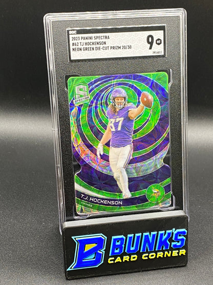 2023 TJ Hockenson Neon Green Die-Cut Prizm SGC 9 (Box A13)