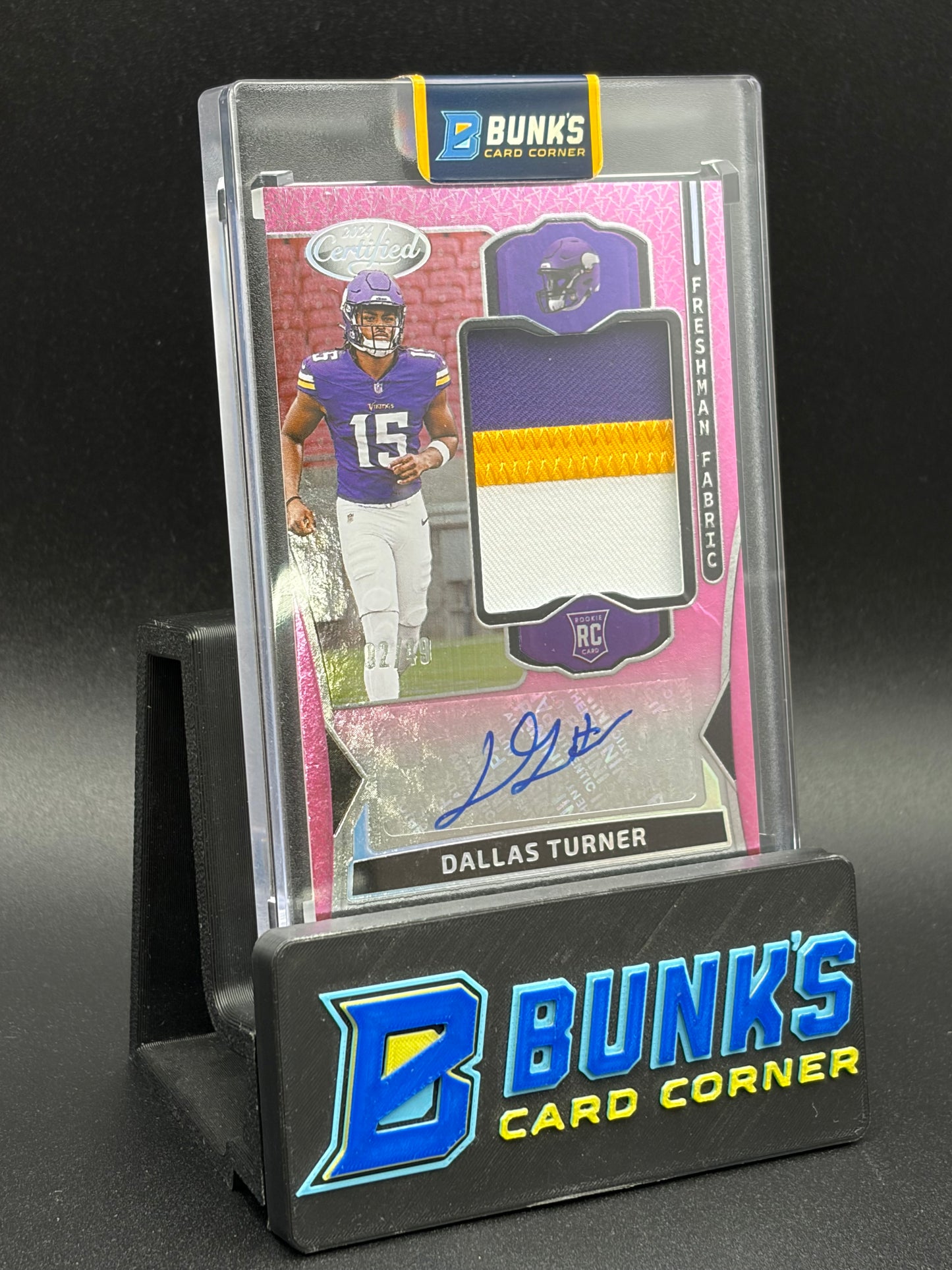 2024 Dallas Turner Certified Panini Pink Auto Freshman Fabric RC