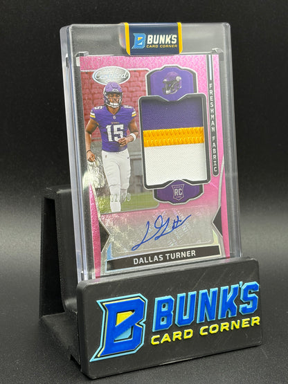 2024 Dallas Turner Certified Panini Pink Auto Freshman Fabric RC