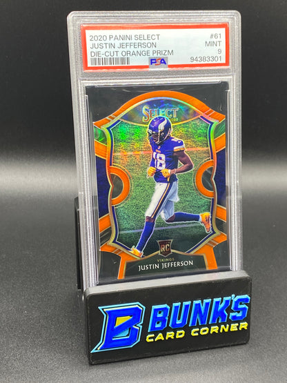 2020 Justin Jefferson Die-Cut Orange Prizm RC PSA 9 (Box B63)