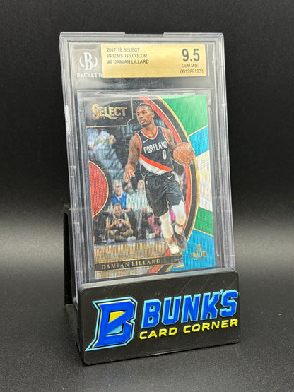 2017-18 Damian Lillard Prizm Tri Color Beckett 9.5