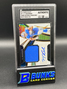 2019 TJ Hockenson Jumbo Material Sig. White Prizm SGC Auto. 10 (Box B63)