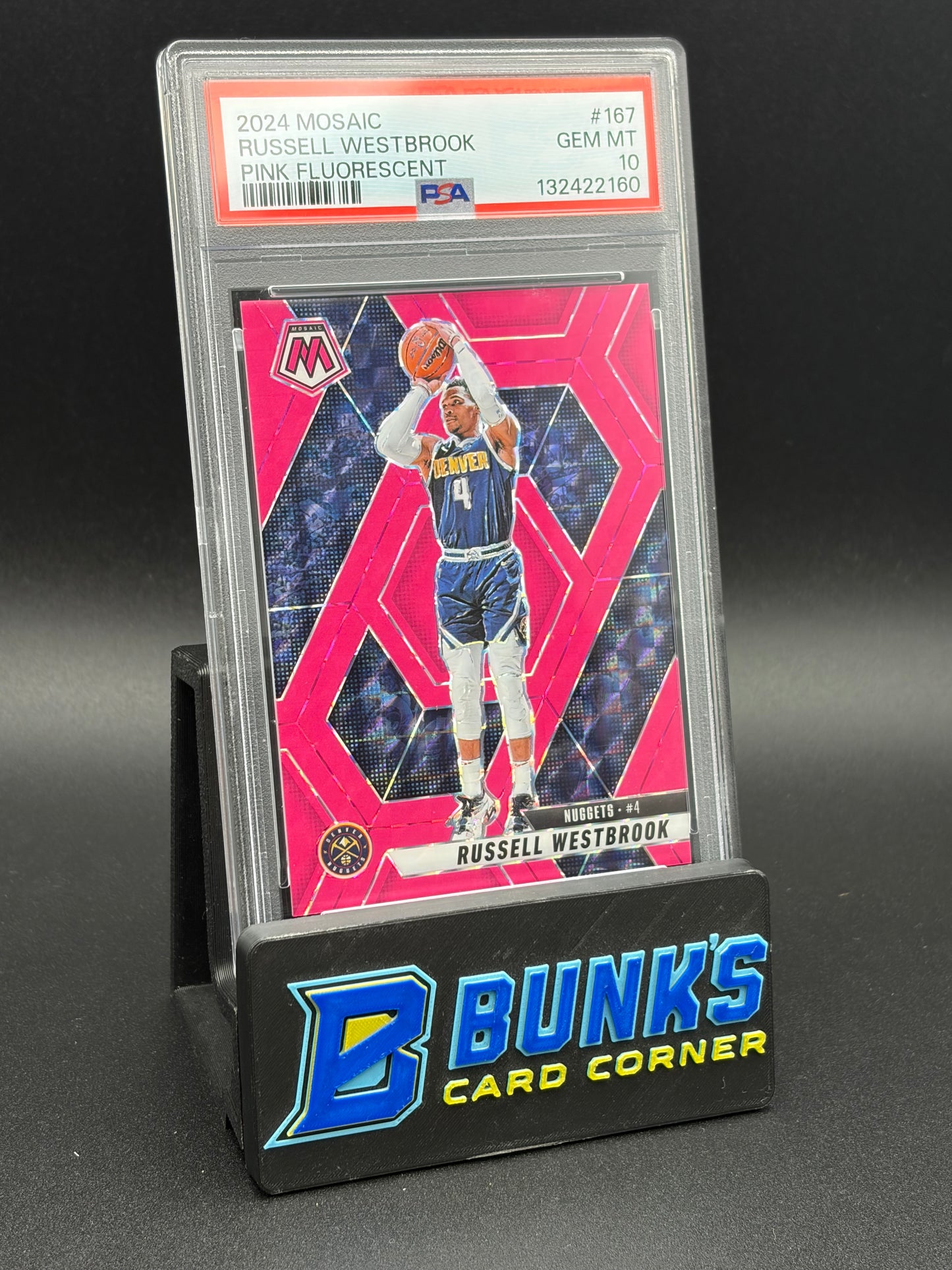 2024 Russell Westbrook Pink Fluorescent Mosaic PSA 10 8/10