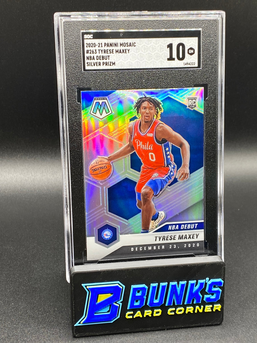 2020-21 Tyrese Maxey NBA Debut Silver Prizm RC SGC 10