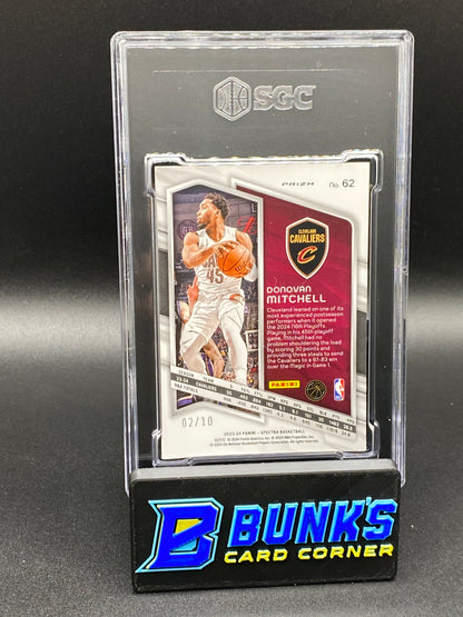 2023-24 Donovan Mitchell Gold Prizm 2/10 SGC 9.5
