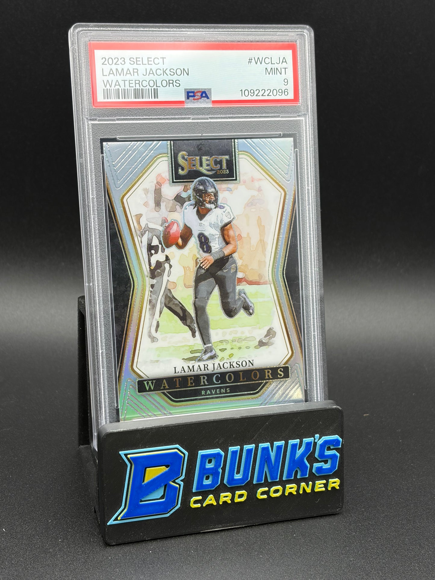 2023 Lamar Jackson Watercolors Select PSA 9