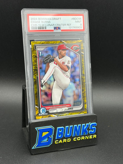 2024 Chase Burns Lunar Crater Refractor Bowman Draft PSA 9 72/75