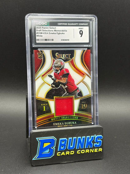 2025 Emeka Egbuka White Draft Selections Memorabilia CGC 9 RC 83/99