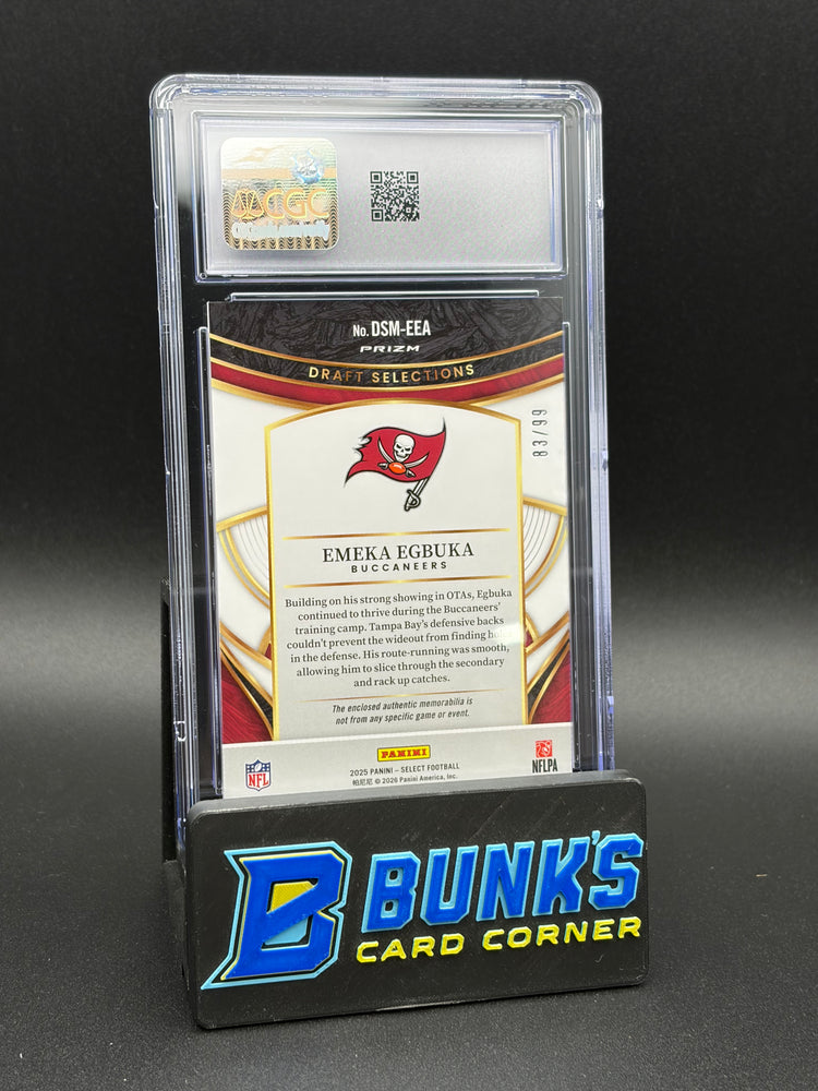 2025 Emeka Egbuka White Draft Selections Memorabilia CGC 9 RC 83/99
